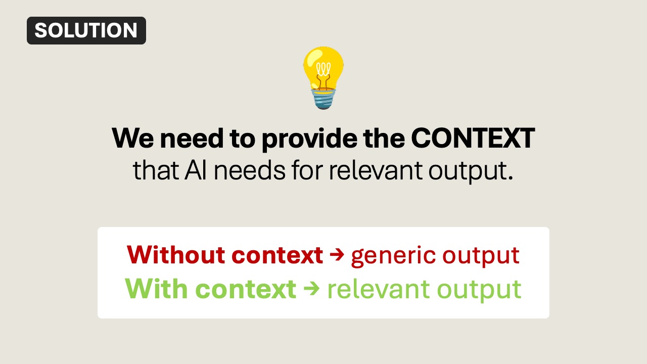 We need to provide the context that AI needs for relevant output